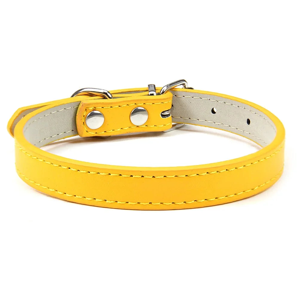 Soft Leather Solid Dog Collar Adjustable Puppy Neck Strap Safe Collars for Small Medium Big Dog Kitten Necklace Cat Accessories