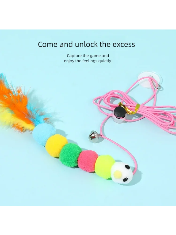Pet Cat Toys Funny Stick Kitten Self -hi Elastic Rope Dragonfly Shape Feather Bell Teasing Stick Hanging Swing Thousands