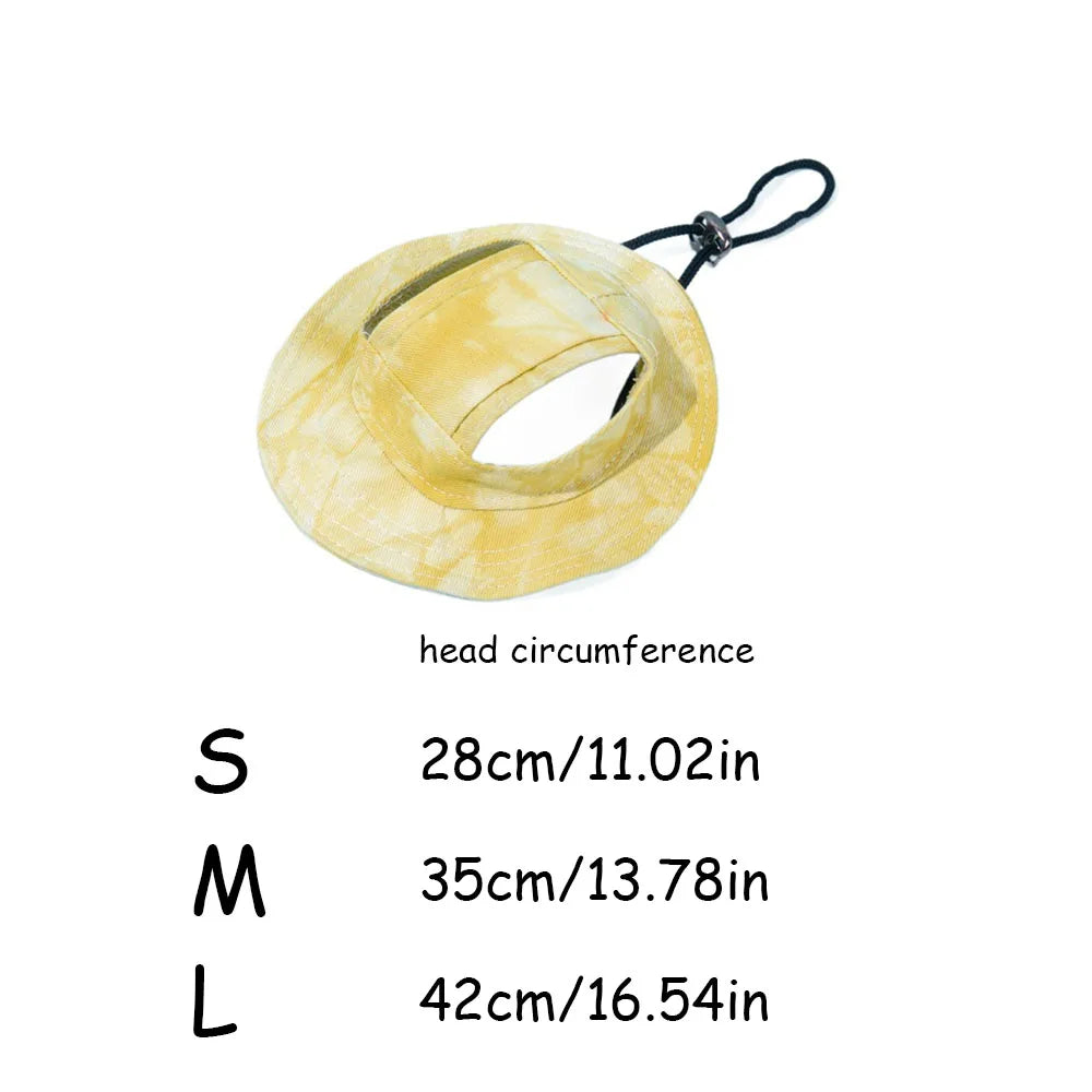 Summer Pet Cat Sun Hat with Ear Holes - Cute Kitten Fisherman Cap for UV Protection, Breathable Outdoor Sunshade Cap for Cats