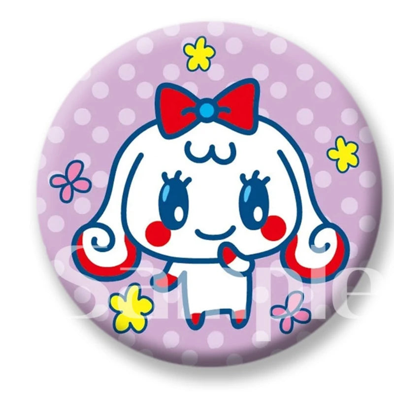 Tamagotchi Electronic Pets Cute Round Brooch Badge Refrigerator Magnets Keychain Mirror 58mm Jewelry Accessories Kawaii Gifts