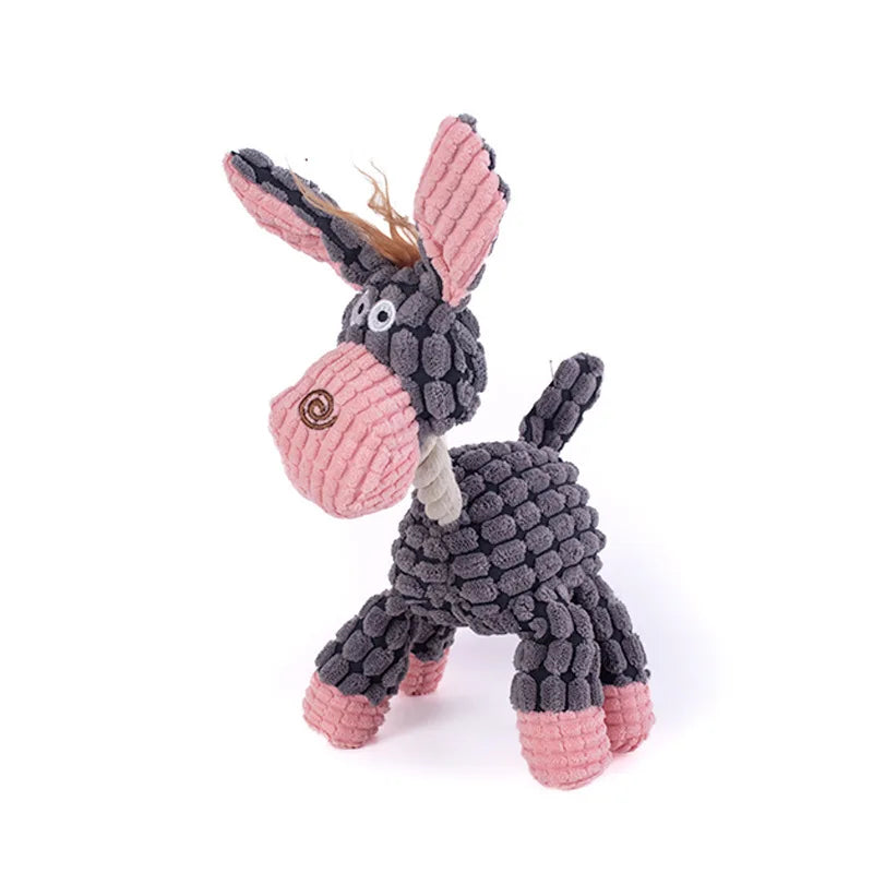 Plush Dog Toy Animals Shape Bite Resistant Squeaky Toys Corduroy Dog Toys for Small Large Dogs Puppy Pets Training Accessories