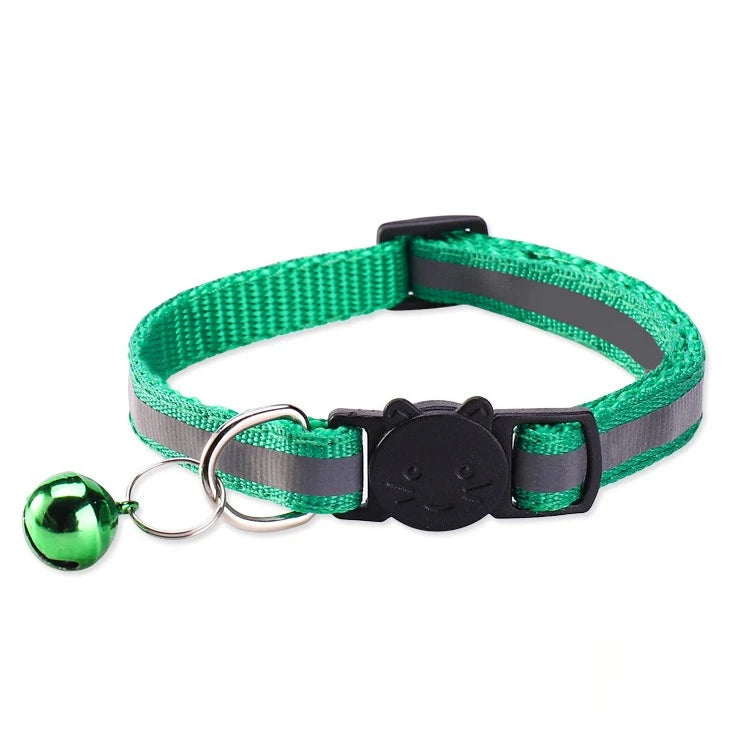 Colors Reflective Breakaway Cat Collar Neck Ring Pet Products Safety Adjustable with Bell Charm Necklace Collar for Puppy