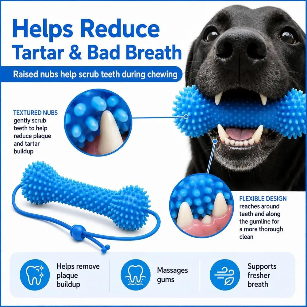 Dual Action Canine Dental Prop Dog Dental Chew Toy Helper For Easier Dog Teeth Brushing Oral Care Accessory
