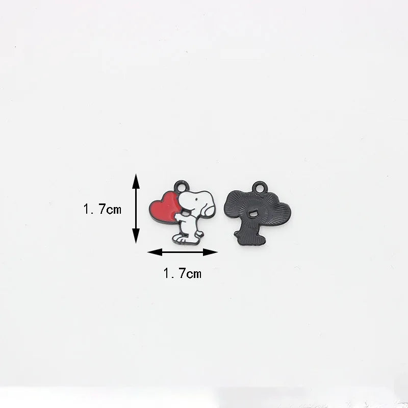 10pcs Cartoon Snoopy Decorations Cute Dog Alloy Pendant Animal Series Children's DIY Creative Fashion Jewelry Accessories Gift