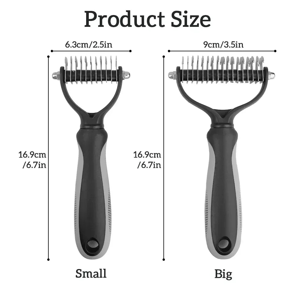 Cat Hair Removal Comb, Double Sided Stainless Steel Pet Grooming Brush for Dogs Cats, Removes Tangles Shedding Pet Accessories