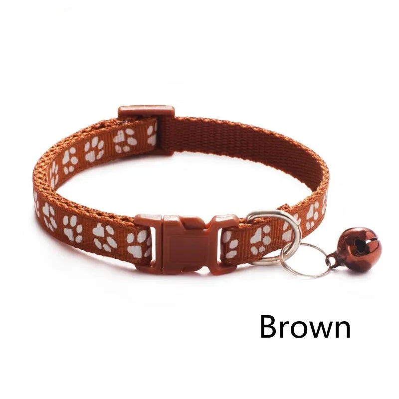 1/6/18pcs Pet Collar With Bell Footprints Colorful Dog, Dog, Cat Accessories Cat Collar Adjustable Bell Ring Necklace Pet