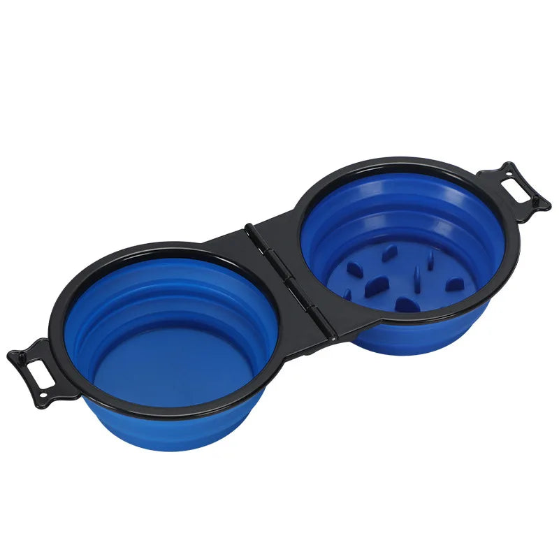 1-piece 2-in-1 Foldable Dual Bowl Feeding Bowl Portable Outdoor Travel Dog Cat Drinking Bowl Pet Supplies Outdoor Feeding Water