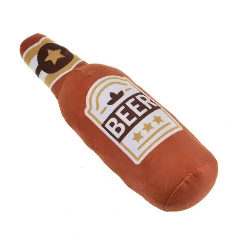 Realistic Beer Bottle Squeaky Dog Toy Bite Wear Resistant Easy Clean Interactive Molar Chew Toy Dog Training Pet Play Supplies