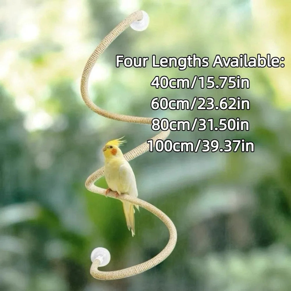 Linen Rope DIY Bendable Perch for Birds Non-slip Comfortable Grip Suction Cup Bird Climbing Rope Stable Durable