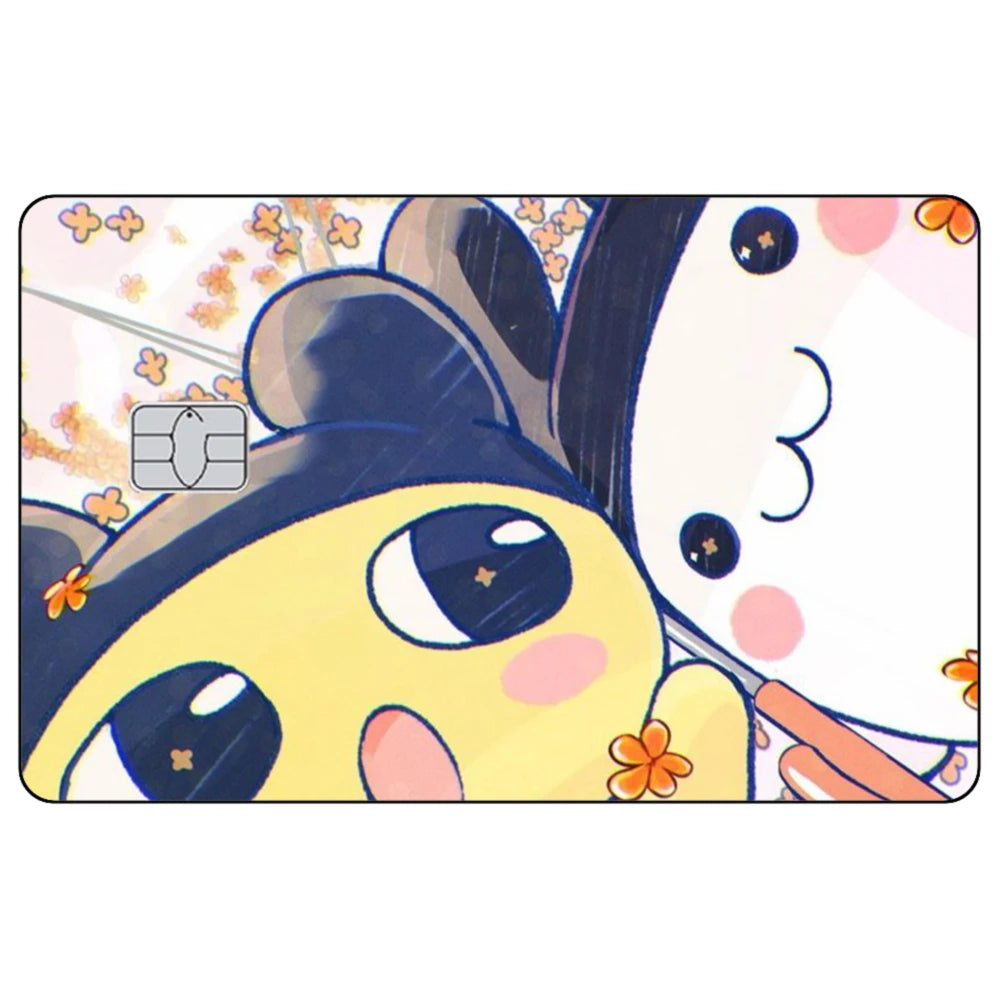 Cute Cartoon Mametchi Credit Card Skin Sticker Electronic Pet Matte Stickers for VISA Cards and Other IC Magnetic Cards Decal