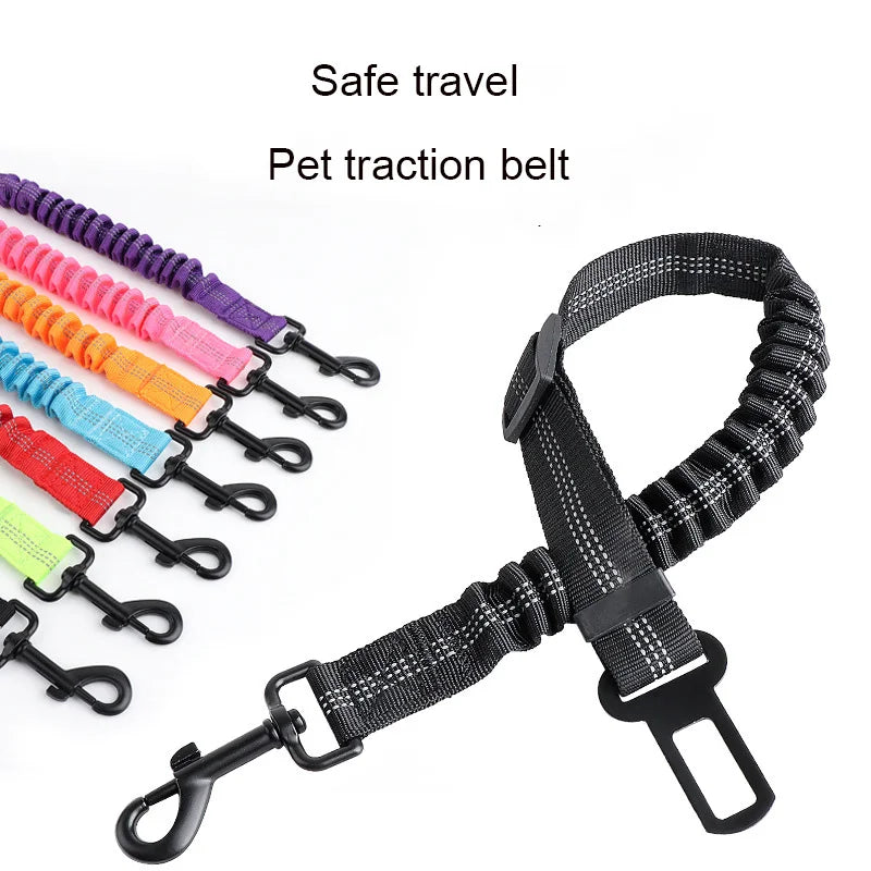Pet Cat Dog Car Seat Belt Adjustable Safety Travel Clip Reflective Elastic Traction Rope French Bulldog Dog Accessories Supplies