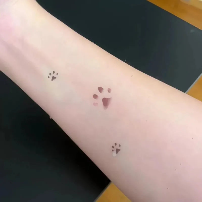 3 Pcs Cat Paw Temp Tattoos  Thermal Sensitive Stickers, Color Change Heat Activated Body Art Decals for Party Gift