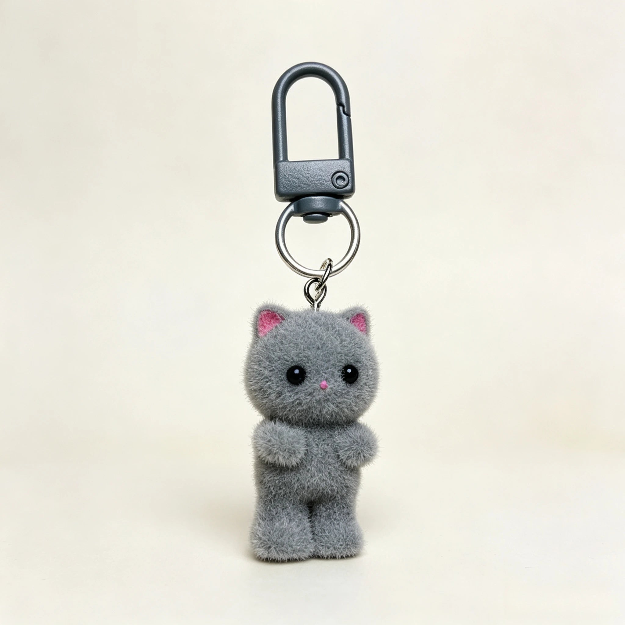 Cute Angel Wing Flocking Cat Charm Keychain for Women Cute Mini Kitten Bag Pendant Sweet Girl Phone Lanyard Keychain Accessories