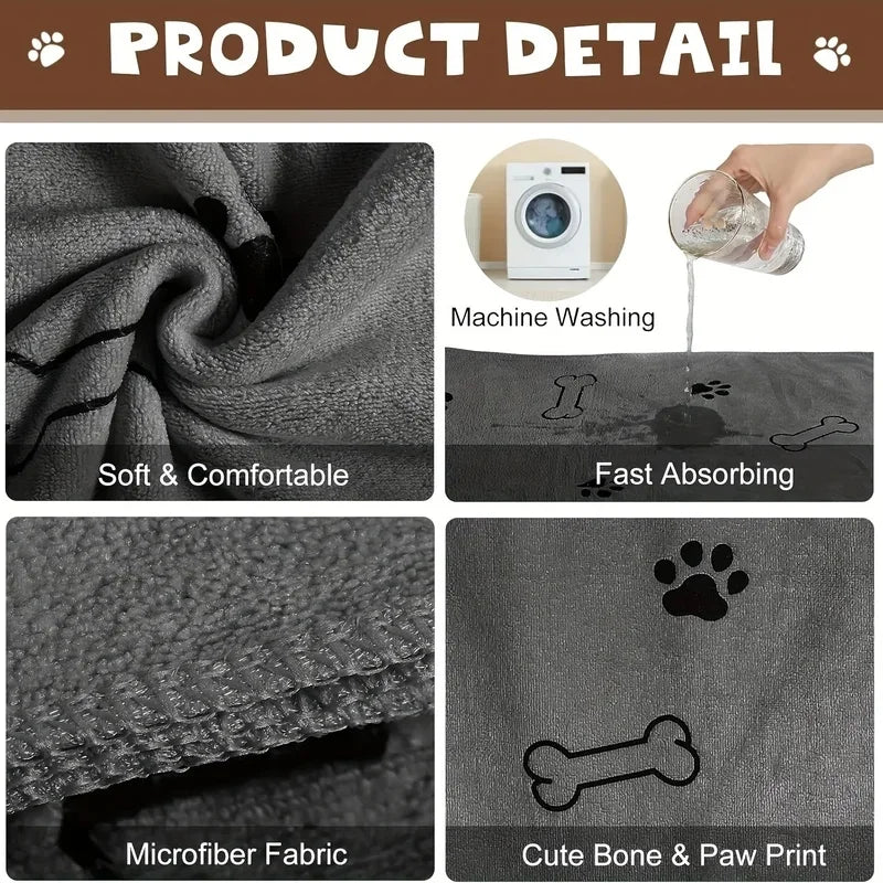 1/4Pcs Microfiber Pet Bath Towel, Super Absorbent Quick Drying Dog Cleaning Towel Multi-use for Pets Car Wiping