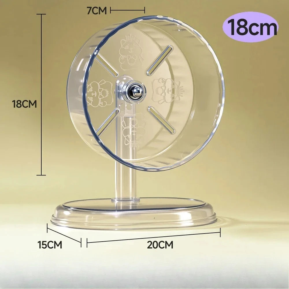 Silent Transparent Hamster Running Wheel Printed Design Small Animal Cage Accessories Suitable for Dwarf Rats And Other Pets