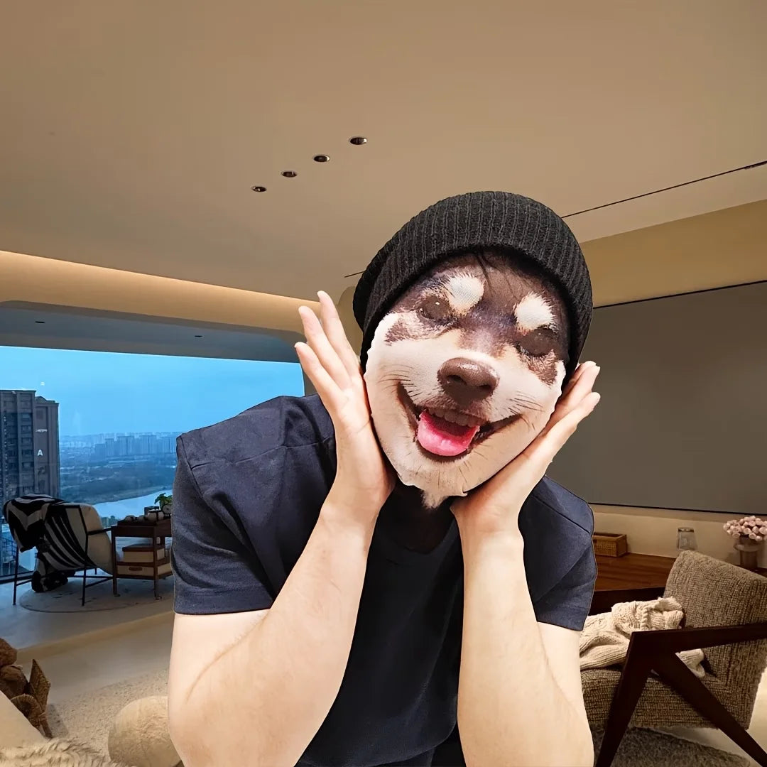 Adult Cosplay Mask—Customize Your Beloved Pet's Face, Breathable Mesh Hood, Suitable for Halloween, Anime Conventions, and Pet Lover Parties Lightweight Headwear for Role-Playing and Themed Parties, a Fun Gift for Dog Lover