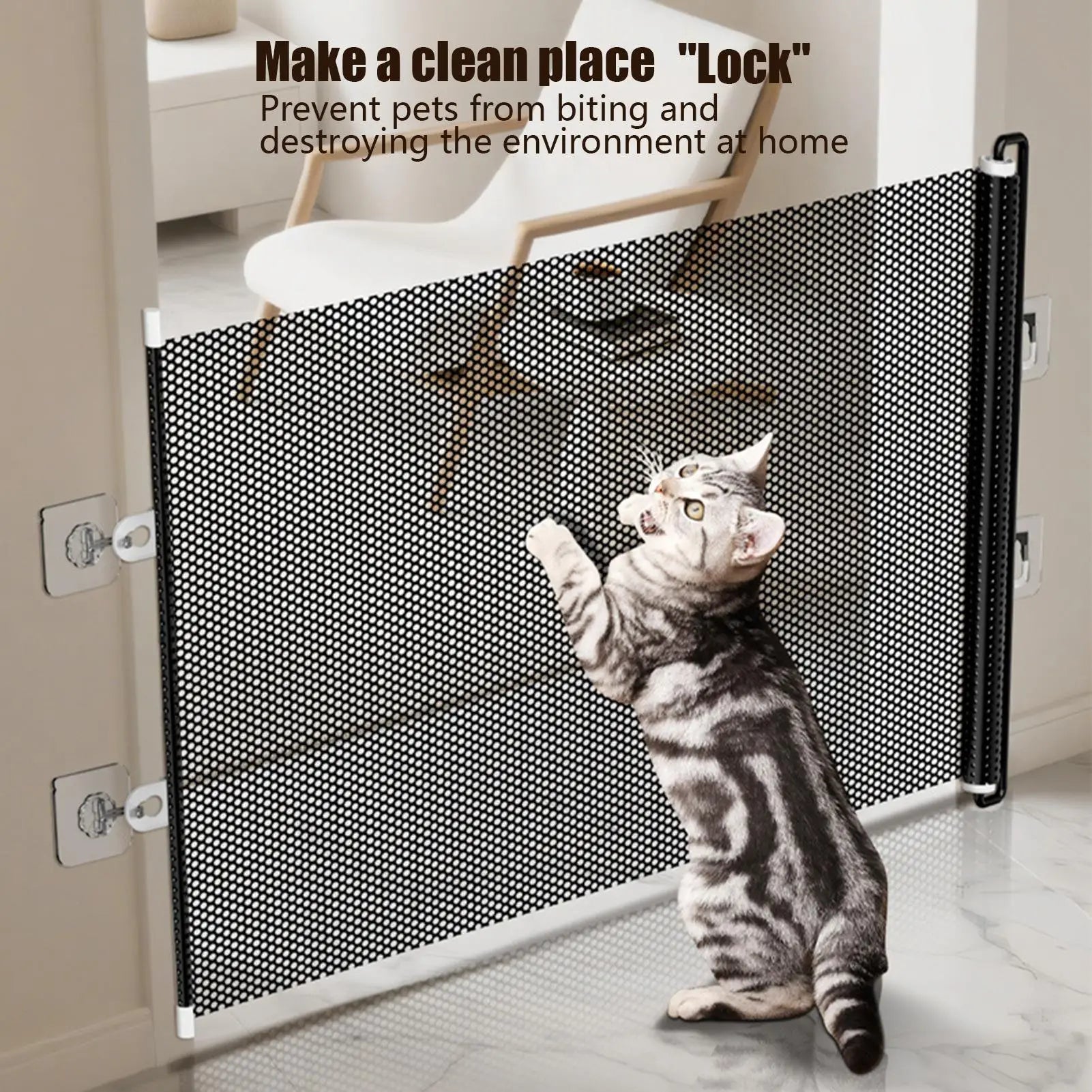 Indoor Retractable Pet Safety Gate Baby Barrier Plastic Mesh Fence Stair Barrier for puppy Kitten Prevent Crawl