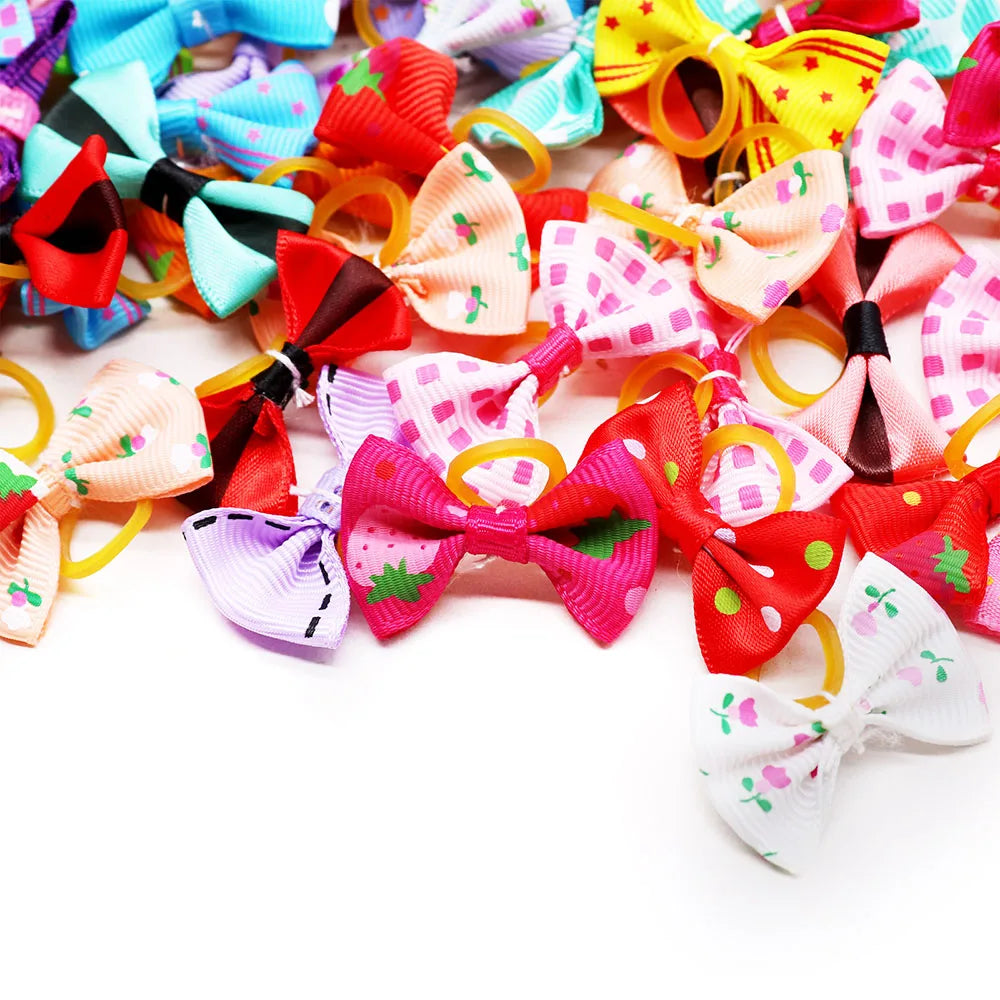 Dog Bow 200PCS Hair Accessories Cute Puppy Bow Handmade Removable Bow With Rubber Band For Dogs and Cat Wholesale Pet Supplies