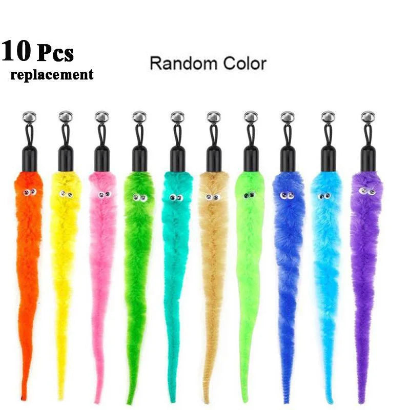 Replace Plush Cat Toy Accessories Worms Replacement Head Funny Cat Stick Pet Toys 5/10/6/11 Pcs