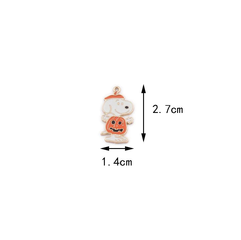 10pcs Cartoon Snoopy Decorations Cute Dog Alloy Pendant Animal Series Children's DIY Creative Fashion Jewelry Accessories Gift