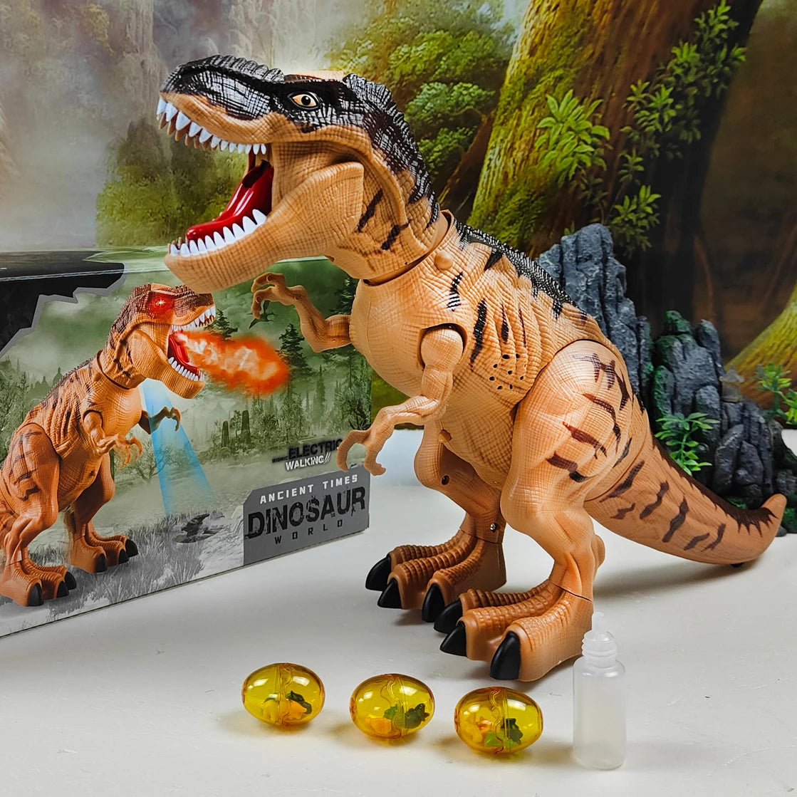 Electric Toy Large Size Walking Spray Lay Eggs Dinosaur Robot  for Kids With Light Sound Mechanical Dinosaurs Model Toys