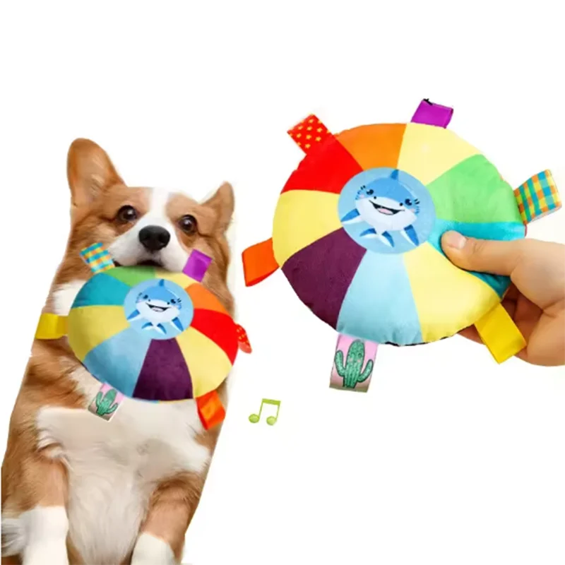 Dog Sounding Plush Toy Bell Cartoon Toy Puppy Small Dog Teddy Teeth Grinding Toy Wear-Resistant Bite-Resistant Pet Toy
