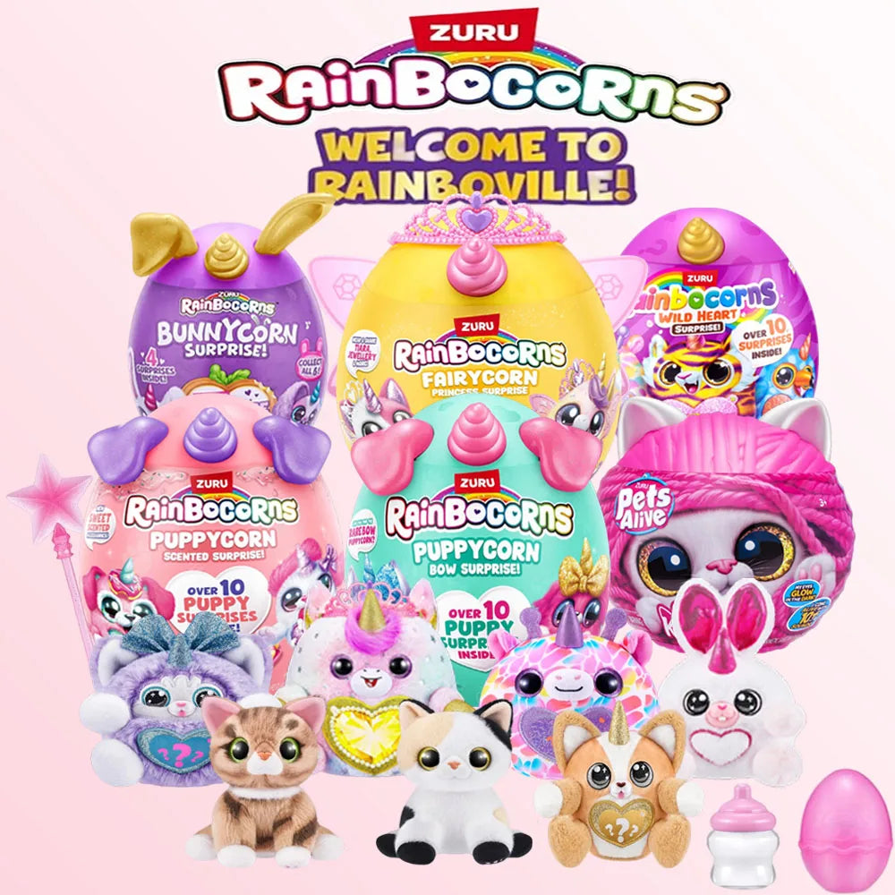 ZURU Rainbocorns Plush Toy Surprise Egg Blind Box Puppycorn Bunny Collectible Doll for Gift Fairycorn Pets Alive