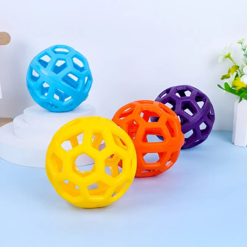 Geometric Pet Interactive Chew Ball With Bell For Cat Dog Training Playing Teeth Cleaning Safe Entertainment Accessory