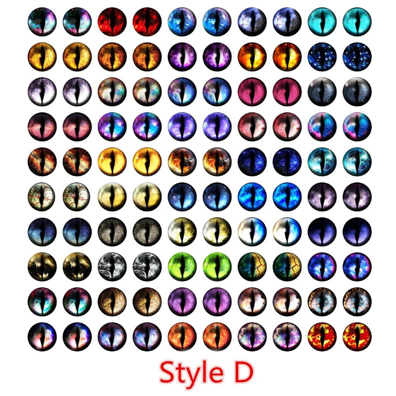 100pcs 50 pairs Dragon Eyes Cat Eye Toys Hot Sale 6mm 8mm 10mm 12mm Handmade Photo Glass Cabochons DIY Making Accessories