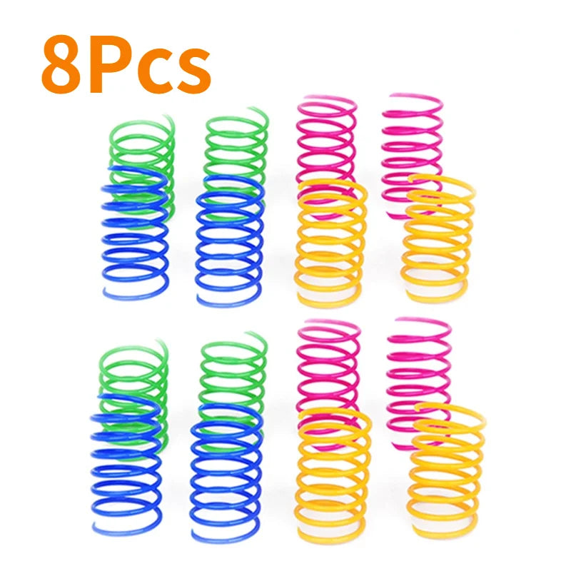 Plastic Colorful Spring Jumping Funny Cat Toys Cat Pet Supplies Kitten Coil Spiral Cat Toys Interactive Cat Pet Toy Pet Products