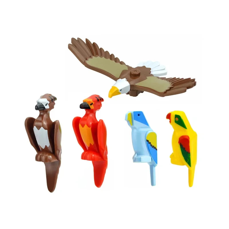 MOC Animal Scene Building Blocks Cats Dogs Sheep Pigs Chickens Eagle Parrots Dolphin Zoo Fram Accessories DIY Toys Bricks T14