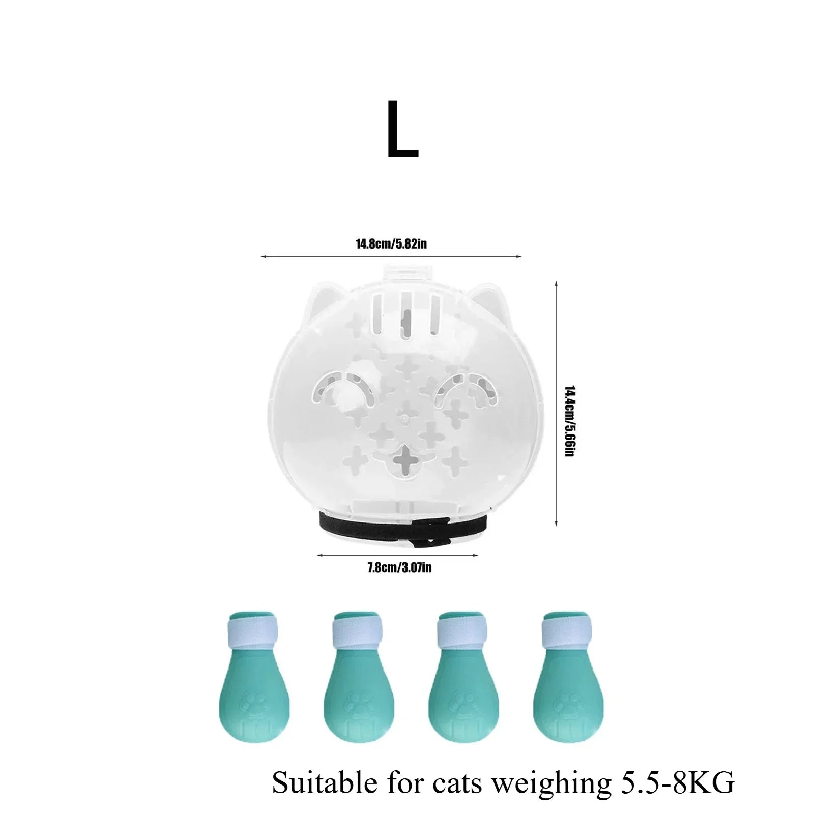 1Set Cat Muzzle Pet Grooming Cover Accessory Cat Anti Bite Anti Licking Space Hood Breathable Helmet with 4 Silicone Paw Shoes