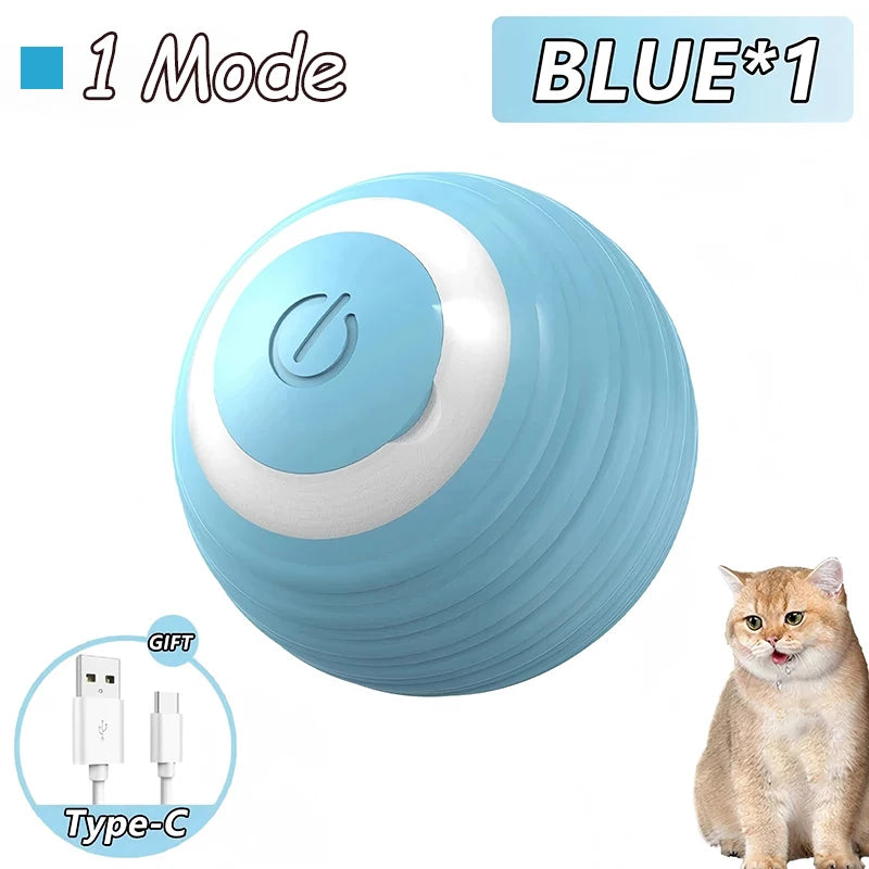 2Pcs Cat Interactive Ball Toys Automatic Rolling Ball Faux Tail Rechargeable Smart Pet Electric Toy Cat Training Imitate Mouse