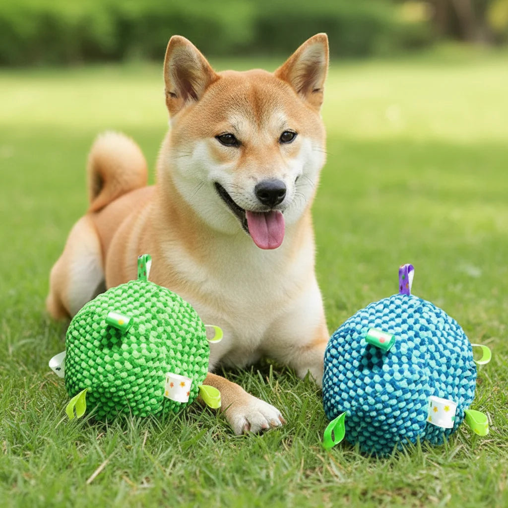 Training Soft Fabric Ball with Bell: Squeaky Fetch & Chew Toy for Dogs - Interactive Toss and Bite Play for Puppy Training