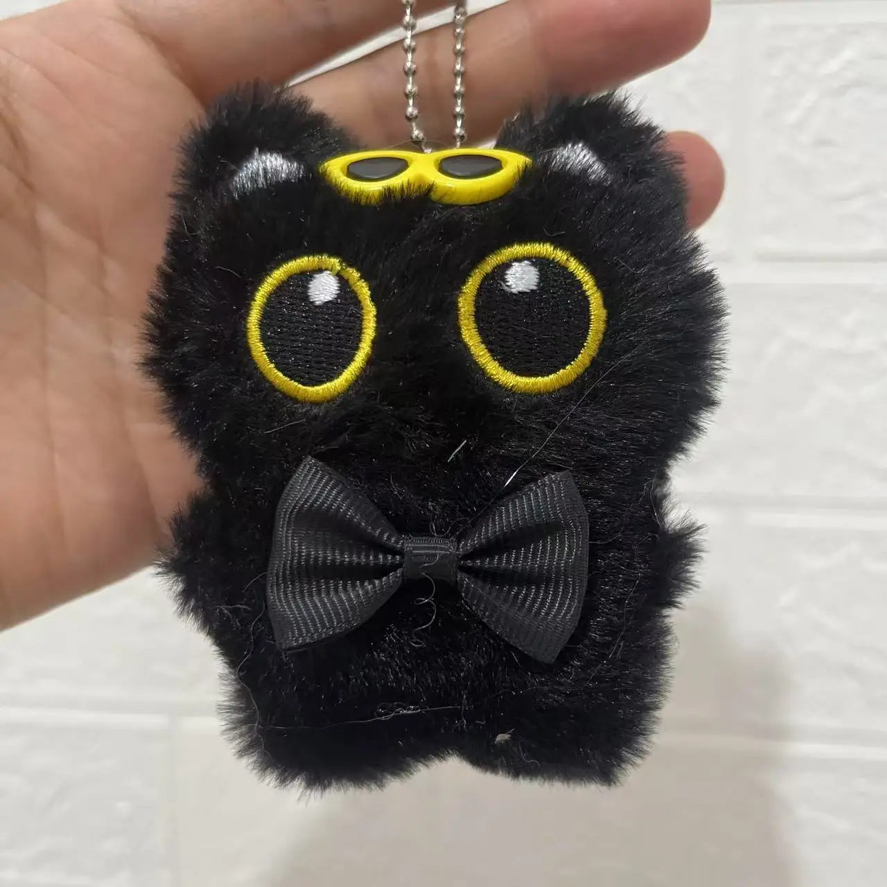 Cute Black Cat Plush Toy Keychain Cartoon Kitten Soft Stuffed Doll Pendant Car Key Backpack Bag Decoration Doll Pendant Keychain