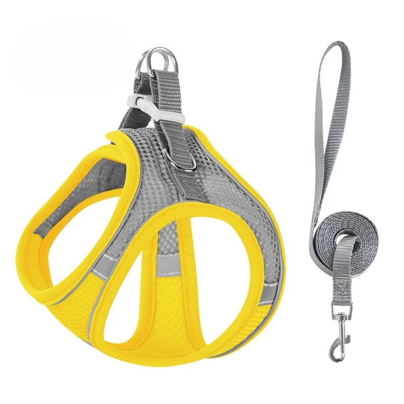 Cat Harness Vest Chest Rope Set with 1.5m Rope Reflective Breathable Adjustable Pet Harness for Small Medium Dog Outdoor Walking
