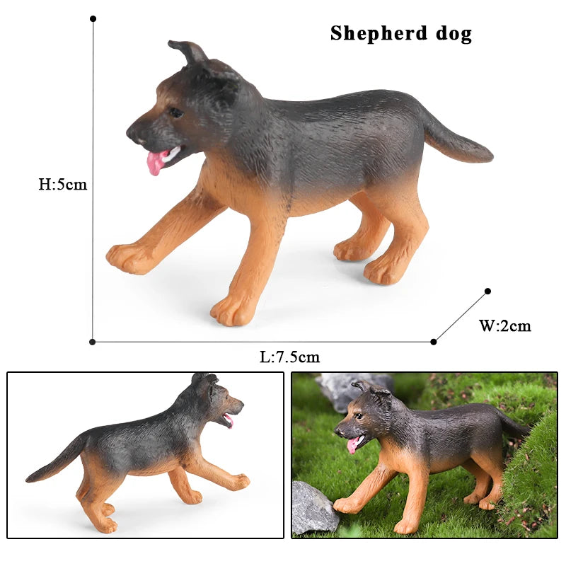 Oenux Dog Animals Model Bulldog Corgi Shiba Inu Husky Pug Schnauzer Chihuahua Puppy Figurines PVC Cute Collection Toy Kid Gift