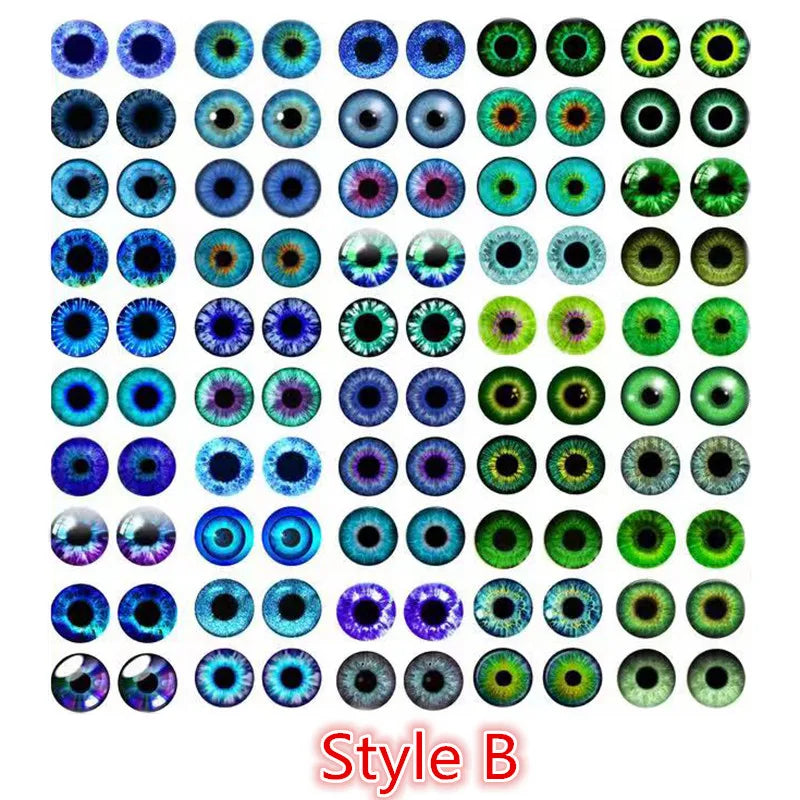 100pcs 50 pairs Dragon Eyes Cat Eye Toys Hot Sale 6mm 8mm 10mm 12mm Handmade Photo Glass Cabochons DIY Making Accessories