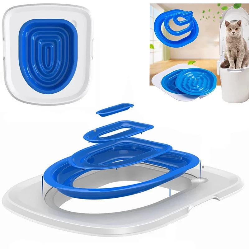 Reusable Cat Use Toilet Training Products Pet Cats Plastic Toilet Trainer Cat Toilet Training Kit Pets Litter Cleaning Tray Mat