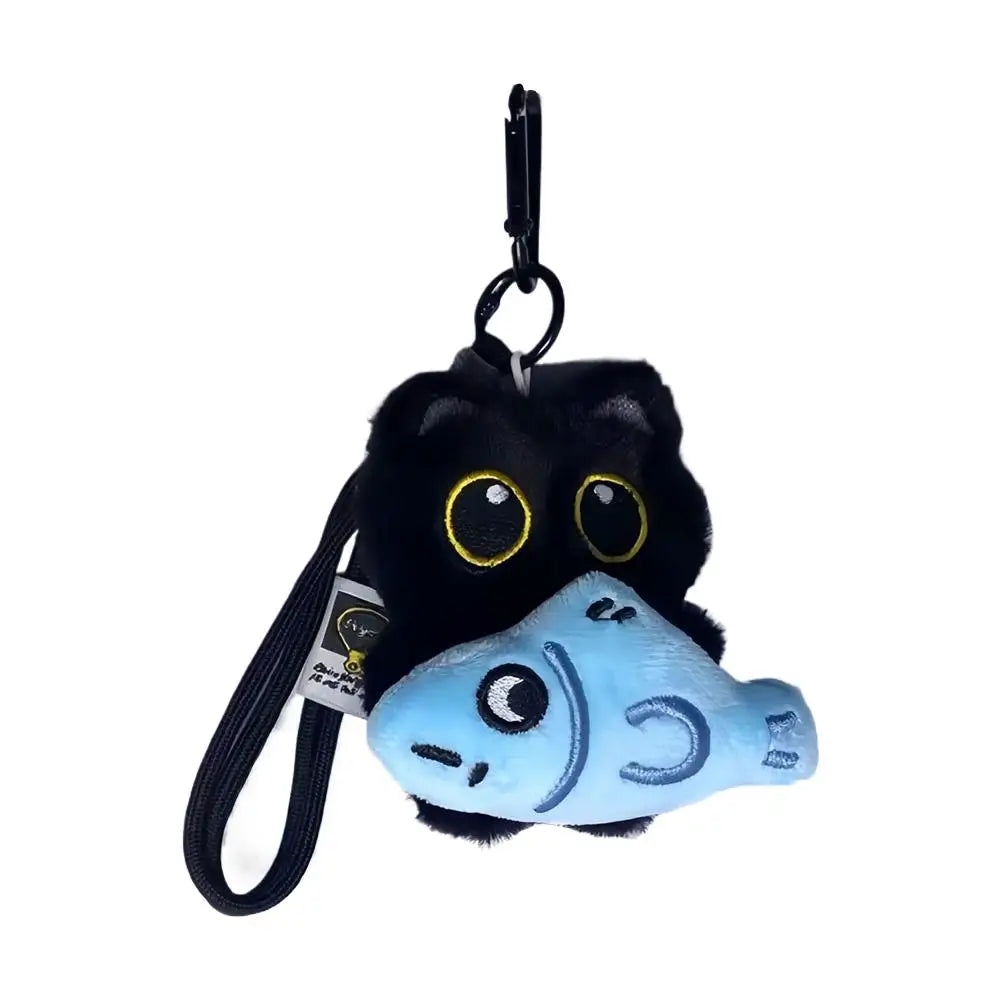 Cute Plush Black Cat Doll Toy Keychain Bag Pendant Charms Car Keyring Accessories For Women Couples Gift