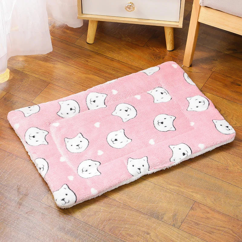 Cute Small Dog Mat Double-sided Use Winter Warm Medium Cat Sofa Blanket Skin-friendly Puppy Bed Cushion Pet Bed Accessories