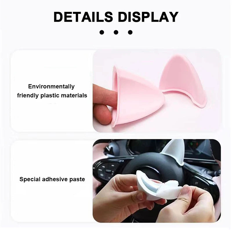 BLALION 2pcs Helmet Cat Ears Decoration Motorcycle Electric Car Driving Styling Cute Cat Ears Stickers Decor Helmet Accessories