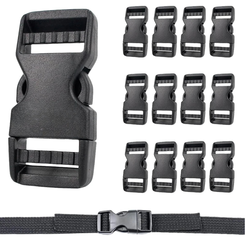 10Pcs Plastic Side Release Buckle Black Belt Buckle For DIY Webbing Straps Paracord Bracelet Bag Clothing Accessories Pet Collar