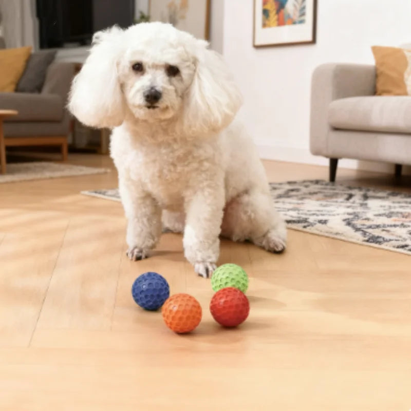New Dog Toys Bite Resistant Interactive Throwing Sound Honeycomb Balls Natural Rubber Teething Clean Teeth Toys Pet Products
