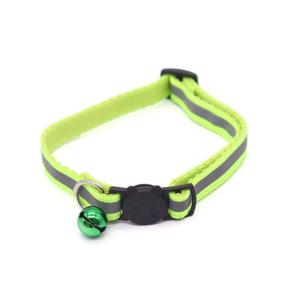 Colors Reflective Breakaway Cat Collar Neck Ring Pet Products Safety Adjustable with Bell Charm Necklace Collar for Puppy