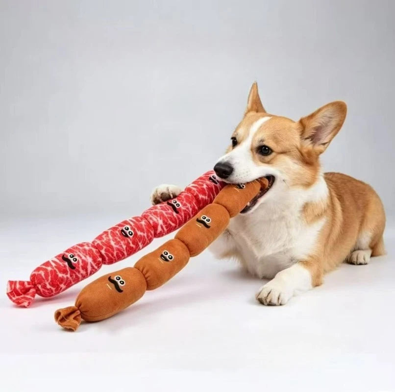 Chew Toy for Dogs Simulated Sausage Soft Plush BB Squeak Durable Puppy Toy Bite-Resistant Molar Dog Supplies