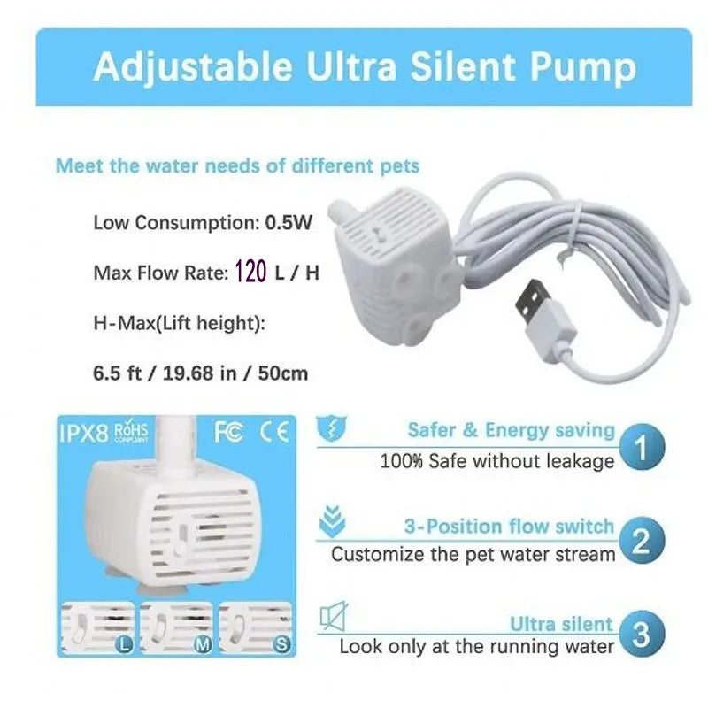 Pet Cat Water Pump Fountain Anti-dry Burning Motor Replacement for Cat Flowers Drinking Bowl Water Dispenser Pet Products