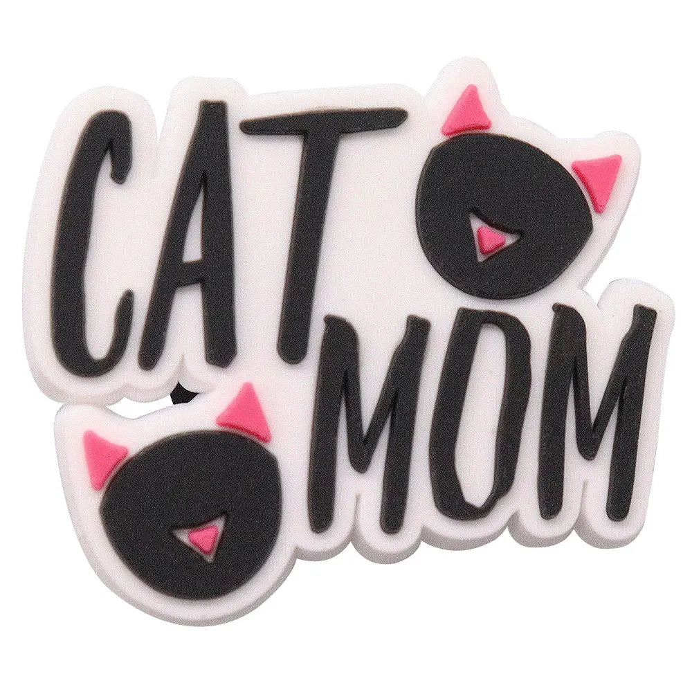 1-17PCS PVC Kawaii Animal Cat Mom Sandal Shoe Decoration Buckle Charms Fit Wristbands Hole Slipper Accessories Kid Xmas Gift