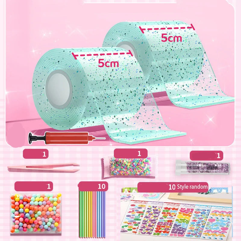 DIY Blow Bubble Nano Tape Full Set of PET Nano Glue Knead Music Double-Sided Tape Decompression Toy Stickers Gift