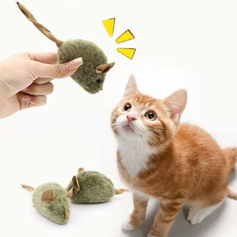 Cat Chew Plush Toy Squeaky Simulated Mouse Chew-resistant Teasing Kitten Toy Interactive Chasing Cute Teeth Grinding Cat Toy